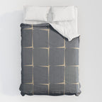 Flux Midcentury Modern Check Grid Pattern in Slate Blue Gray and Sand Beige Comforter Gallery Image 6