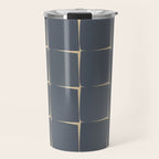 Flux Midcentury Modern Check Grid Pattern in Slate Blue Gray and Sand Beige Travel Mug Gallery Image 1