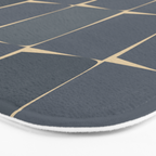 Flux Midcentury Modern Check Grid Pattern in Slate Blue Gray and Sand Beige Bath Mat Gallery Image 3