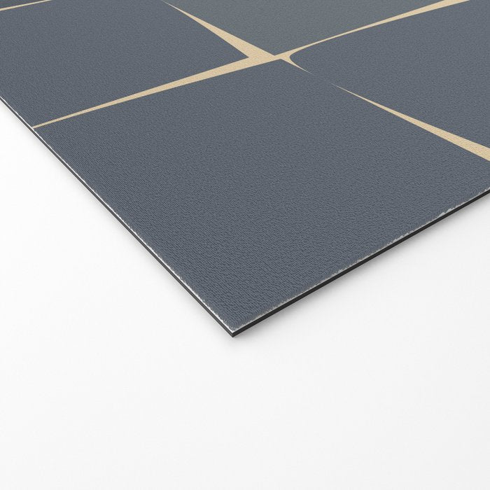 Flux Midcentury Modern Check Grid Pattern in Slate Blue Gray and Sand Beige Welcome Mat Gallery Image 2