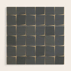 Flux Midcentury Modern Check Grid Pattern in Slate Blue Gray and Sand Beige Wood Wall Art Gallery Image 1