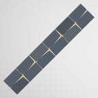 Flux Midcentury Modern Check Grid Pattern in Slate Blue Gray and Sand Beige Table Runner Gallery Image 3