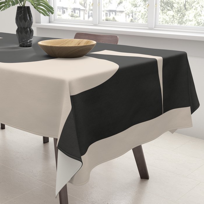 Modern Black And White Abstract Art 5 Tablecloth Gallery Image 3