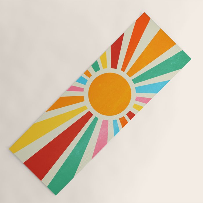 Retro Sunrise: Rainbow Edition Yoga Mat Gallery Image 1
