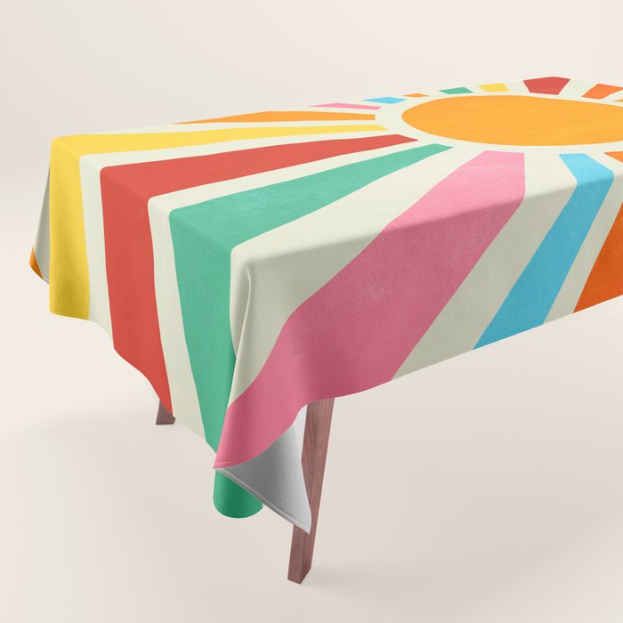 Retro Sunrise: Rainbow Edition Tablecloth Gallery Image 1