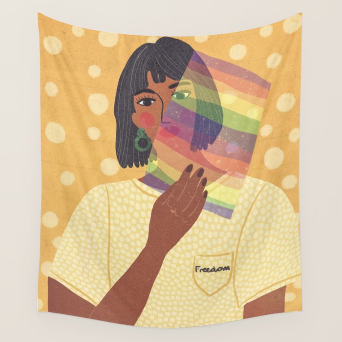 Pride Rainbow  Portrait Wall Tapestry Gallery Image 1