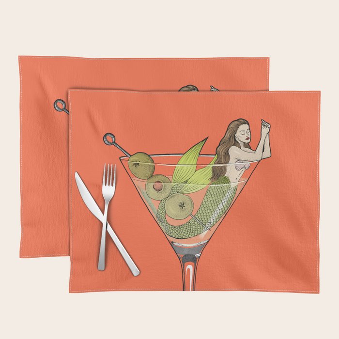Martini Mermaid Cocktail Placemat