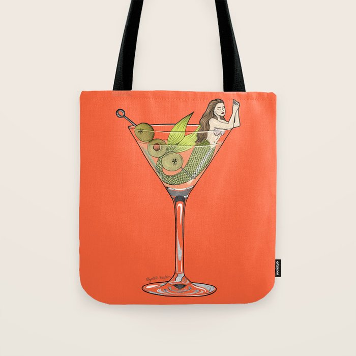 Martini Mermaid Cocktail Tote Bag Gallery Image 1