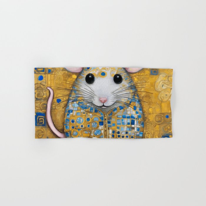 Gustav Klimt Style Mouse with Pink Ears Bath Towel Gallery Image 1