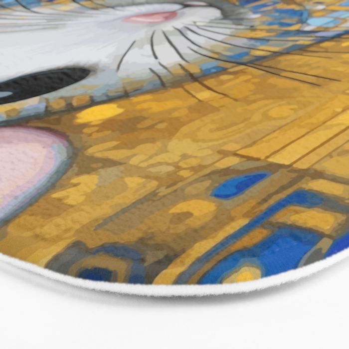 Gustav Klimt Style Mouse with Pink Ears Bath Mat Gallery Image 3