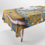 Gustav Klimt Style Mouse with Pink Ears Tablecloth Gallery Image 1