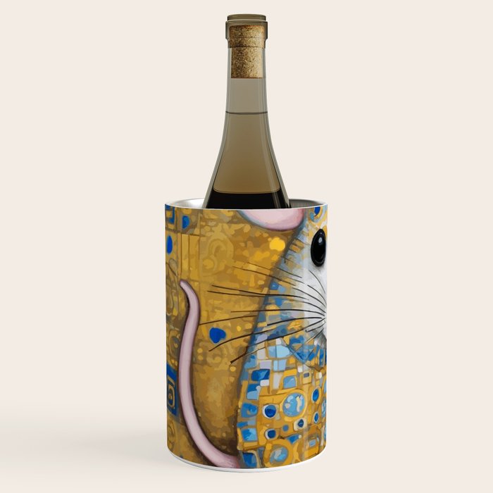 Gustav Klimt Style Mouse with Pink Ears Wine Chiller Gallery Image 2