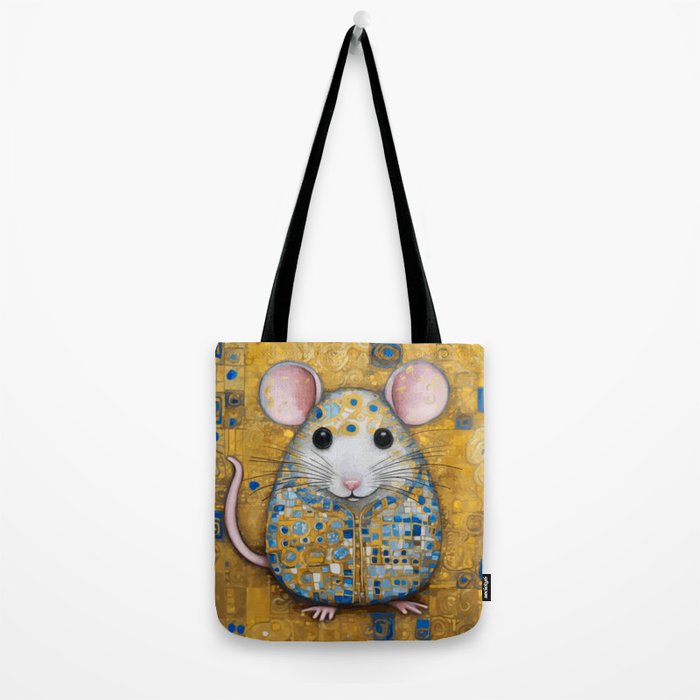 Gustav Klimt Style Mouse with Pink Ears Tote Bag Gallery Image 2