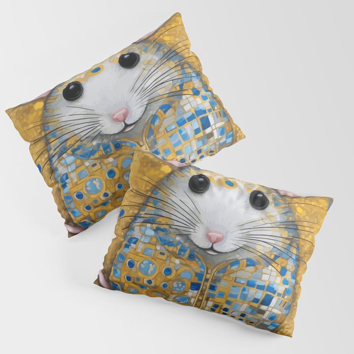 Gustav Klimt Style Mouse with Pink Ears Pillow Sham Gallery Image 3