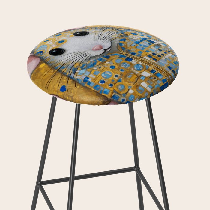 Gustav Klimt Style Mouse with Pink Ears Stool Gallery Image 2