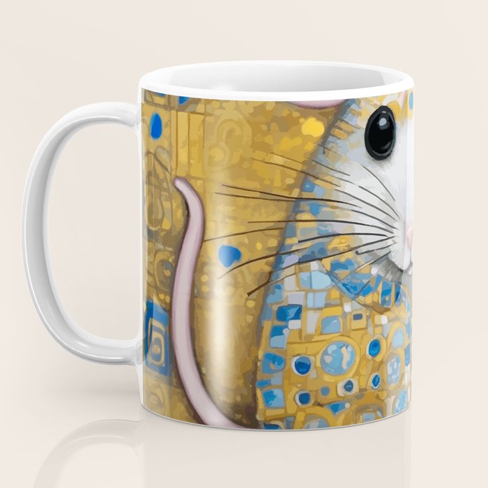 Gustav Klimt Style Mouse with Pink Ears Coffee Mug Gallery Image 3