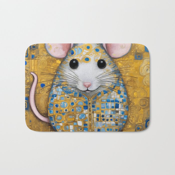 Gustav Klimt Style Mouse with Pink Ears Bath Mat Gallery Image 1