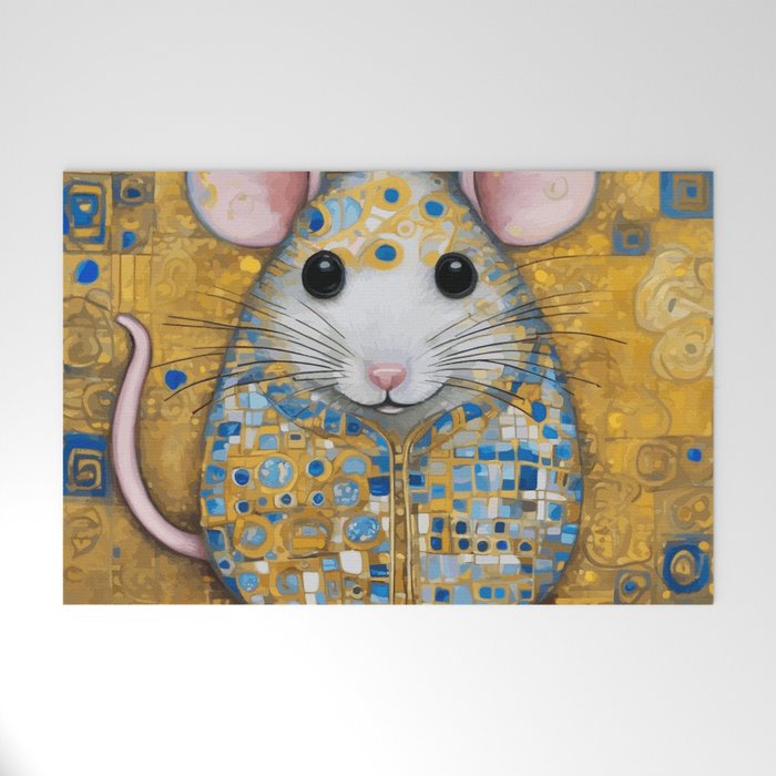 Gustav Klimt Style Mouse with Pink Ears Welcome Mat Gallery Image 1