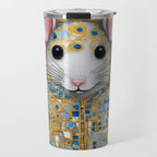 Gustav Klimt Style Mouse with Pink Ears Travel Mug Gallery Image 1