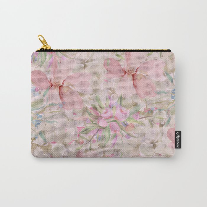 Modern Pastel Pink Watercolor Chic Floral Carry All Pouch Gallery Image 1