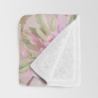 Modern Pastel Pink Watercolor Chic Floral Throw Blanket Gallery Image 3