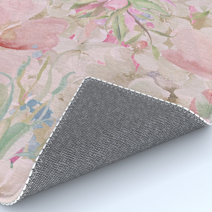 Modern Pastel Pink Watercolor Chic Floral Rug Gallery Image 4