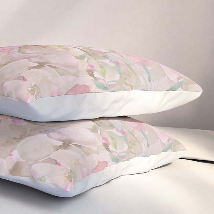 Modern Pastel Pink Watercolor Chic Floral Pillow Sham Gallery Image 3