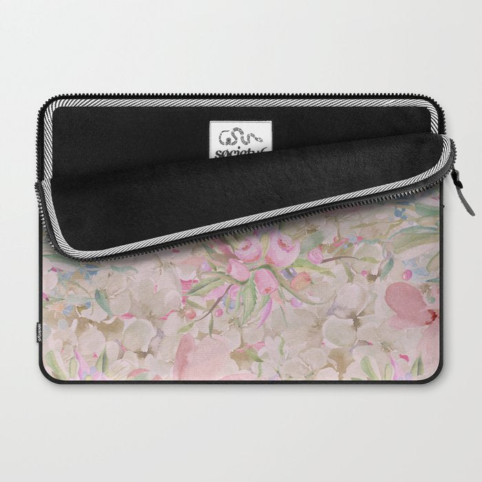 Modern Pastel Pink Watercolor Chic Floral Laptop Sleeve Gallery Image 2