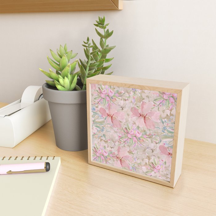 Modern Pastel Pink Watercolor Chic Floral Mini Art Print Gallery Image 2