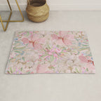 Modern Pastel Pink Watercolor Chic Floral Rug Gallery Image 1