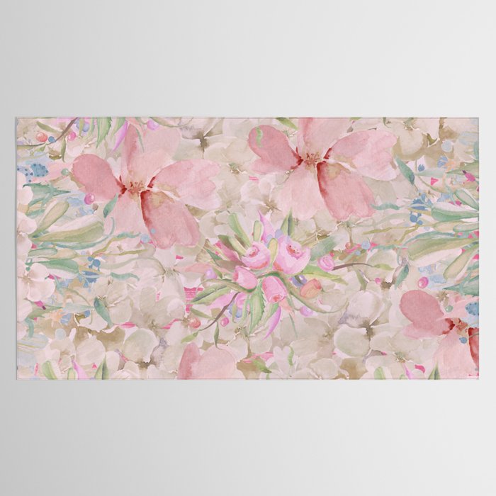 Modern Pastel Pink Watercolor Chic Floral Tablecloth Gallery Image 2