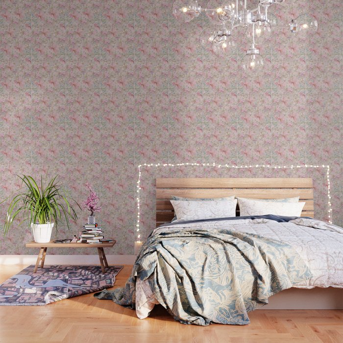 Modern Pastel Pink Watercolor Chic Floral Wallpaper Gallery Image 3