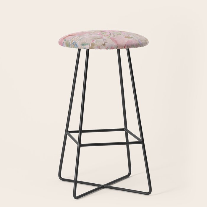 Modern Pastel Pink Watercolor Chic Floral Stool Gallery Image 1
