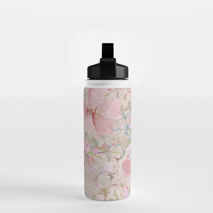 Modern Pastel Pink Watercolor Chic Floral Water Bottle Gallery Image 2