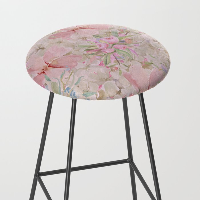 Modern Pastel Pink Watercolor Chic Floral Stool Gallery Image 2