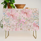 Modern Pastel Pink Watercolor Chic Floral Credenza Gallery Image 1