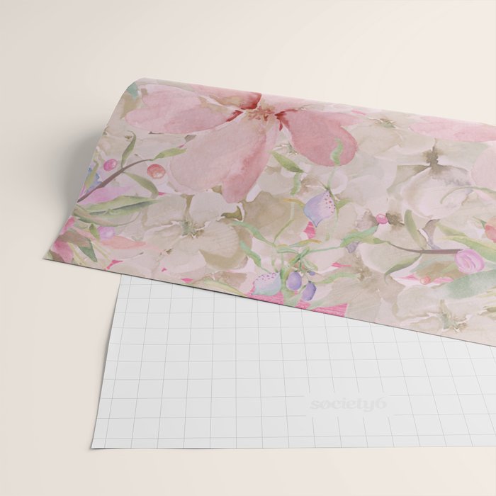 Modern Pastel Pink Watercolor Chic Floral Wrapping Paper Gallery Image 2