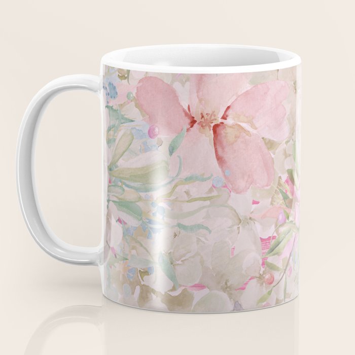 Modern Pastel Pink Watercolor Chic Floral Coffee Mug Gallery Image 3