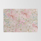 Modern Pastel Pink Watercolor Chic Floral Rug Gallery Image 2
