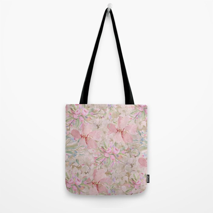 Modern Pastel Pink Watercolor Chic Floral Tote Bag Gallery Image 2
