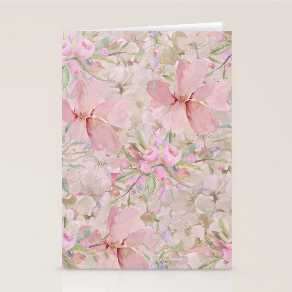 Modern Pastel Pink Watercolor Chic Floral Stationery Card Gallery Image 1