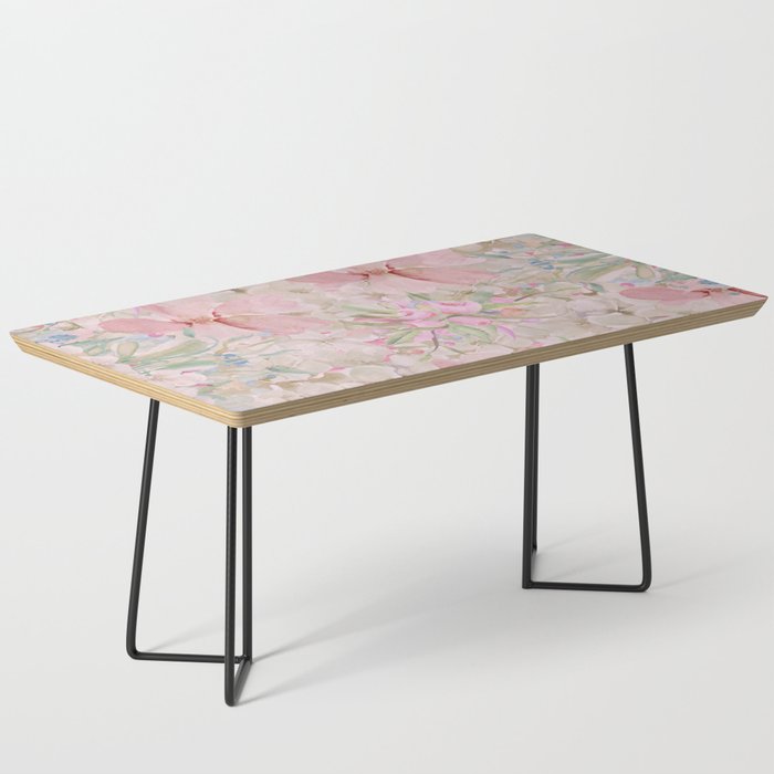 Modern Pastel Pink Watercolor Chic Floral Coffee Table Gallery Image 1