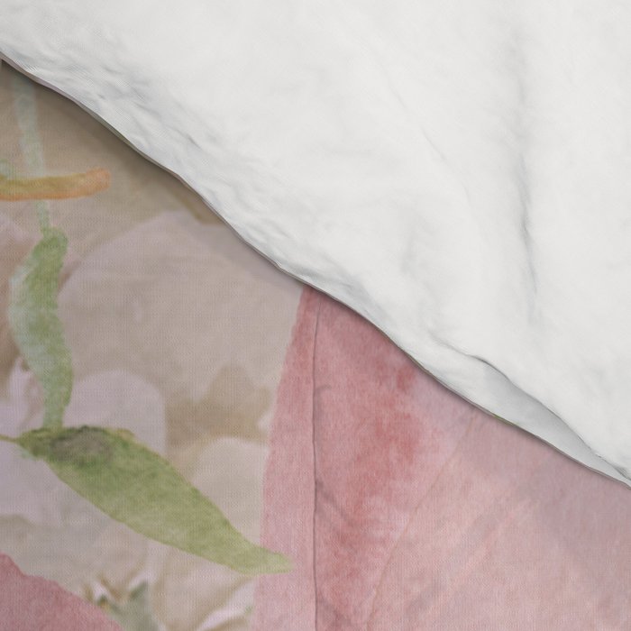 Modern Pastel Pink Watercolor Chic Floral Comforter Gallery Image 4