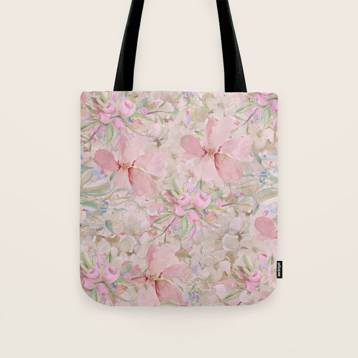 Modern Pastel Pink Watercolor Chic Floral Tote Bag Gallery Image 1