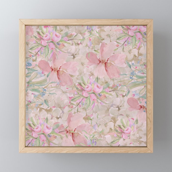 Modern Pastel Pink Watercolor Chic Floral Mini Art Print Gallery Image 1