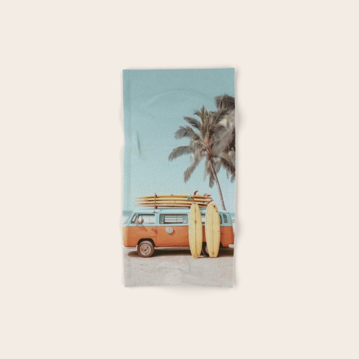 Surf Van II - Vintage Coastal Adventure Print Bath Towel Gallery Image 1