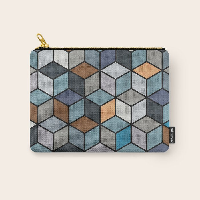 Colorful Concrete Cubes - Blue, Grey, Brown Carry All Pouch Gallery Image 1