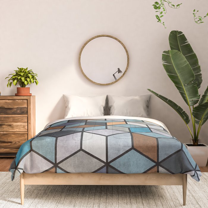 Colorful Concrete Cubes - Blue, Grey, Brown Comforter Gallery Image 3