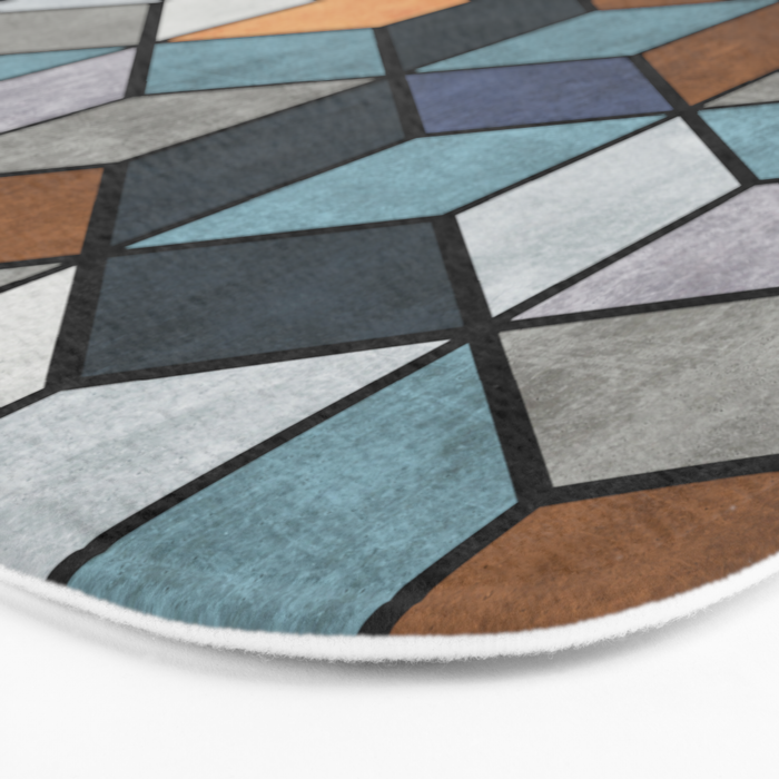 Colorful Concrete Cubes - Blue, Grey, Brown Bath Mat Gallery Image 3