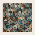Colorful Concrete Cubes - Blue, Grey, Brown Wood Wall Art Gallery Image 1